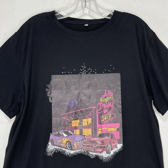 Mens Vintage T shirt Medium Style Al’s Burgers Drive In 24/7 - Picture 7 of 13